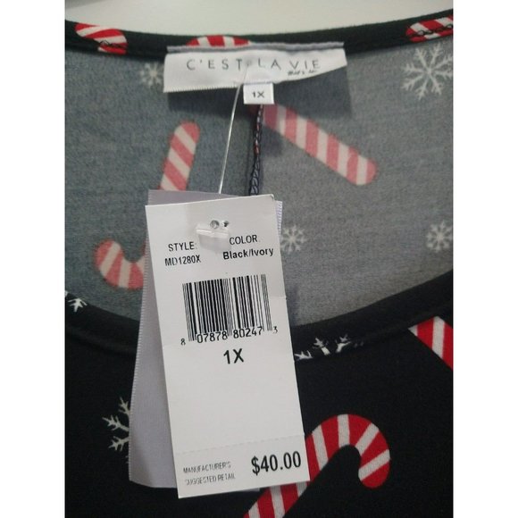 Holiday Christmas cheer Tunic Dress Plus sizes 1X-2X-3X - Picture 6 of 9